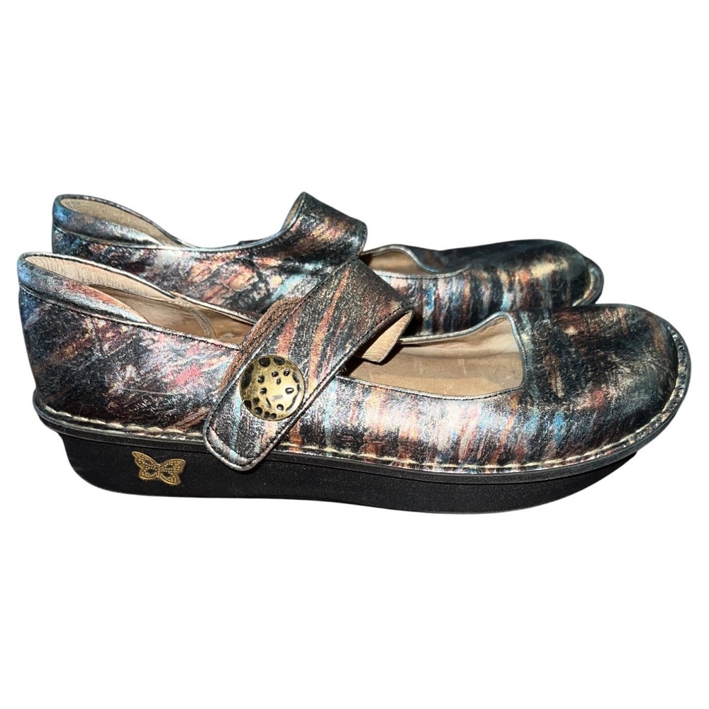 Alegria Paloma Metallic Leather Mary Jane Shoes Size 10.5-11 Comfort Flats
